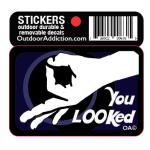 "You Looked" old school game 2.5 x 1.5 inches cell phone sticker Mark your cell phone or any other item with these great designs sized perfectly for items like computers especially cell phones but works bigger items like your car too! Dimensions: 2.5" x 1.5 inch -printed vinyl -Outdoor durable and ultra removable -Waterproof
